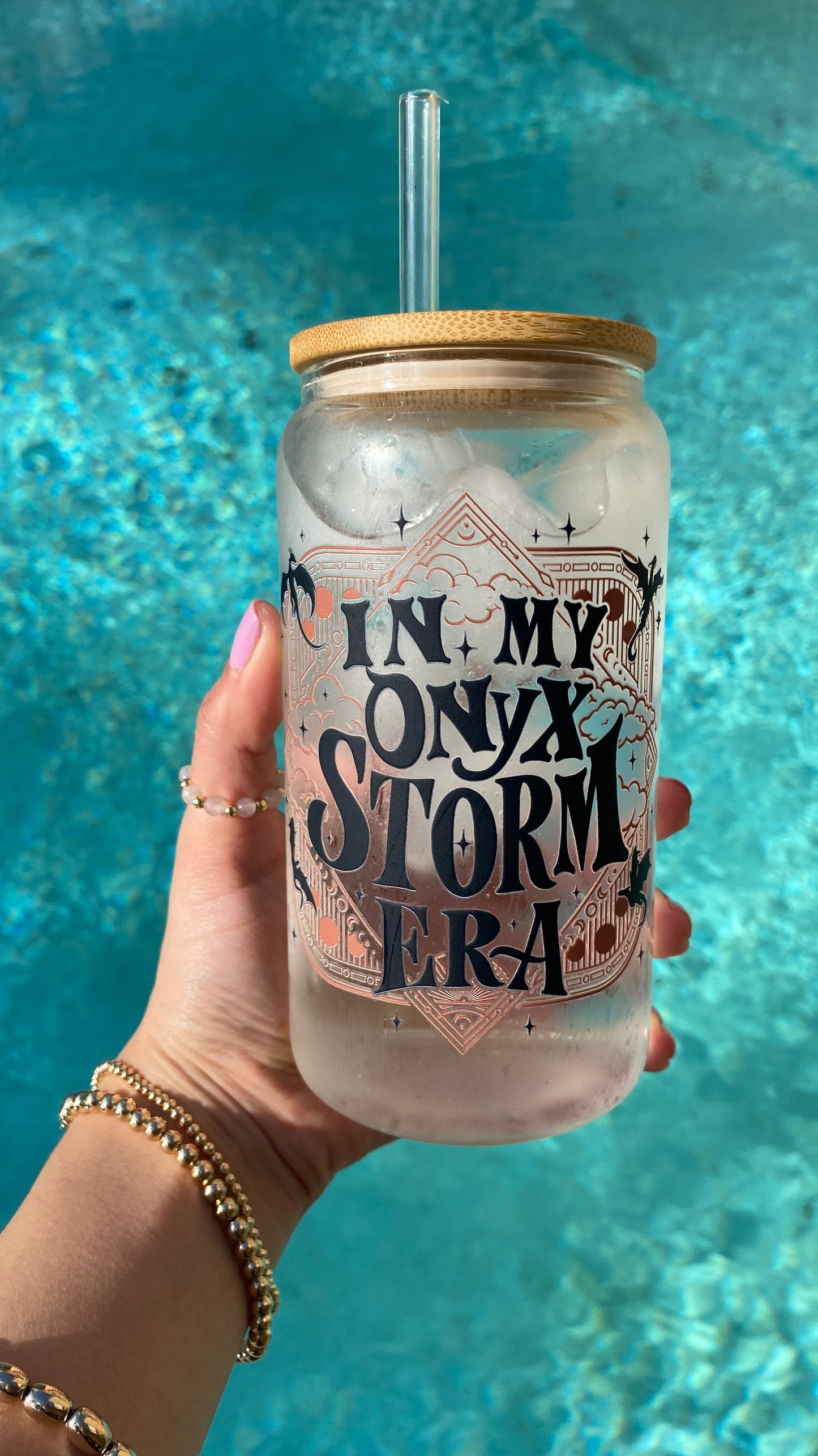 20 oz Glass Cup Onyx Storm Era - Dragons Fantasy