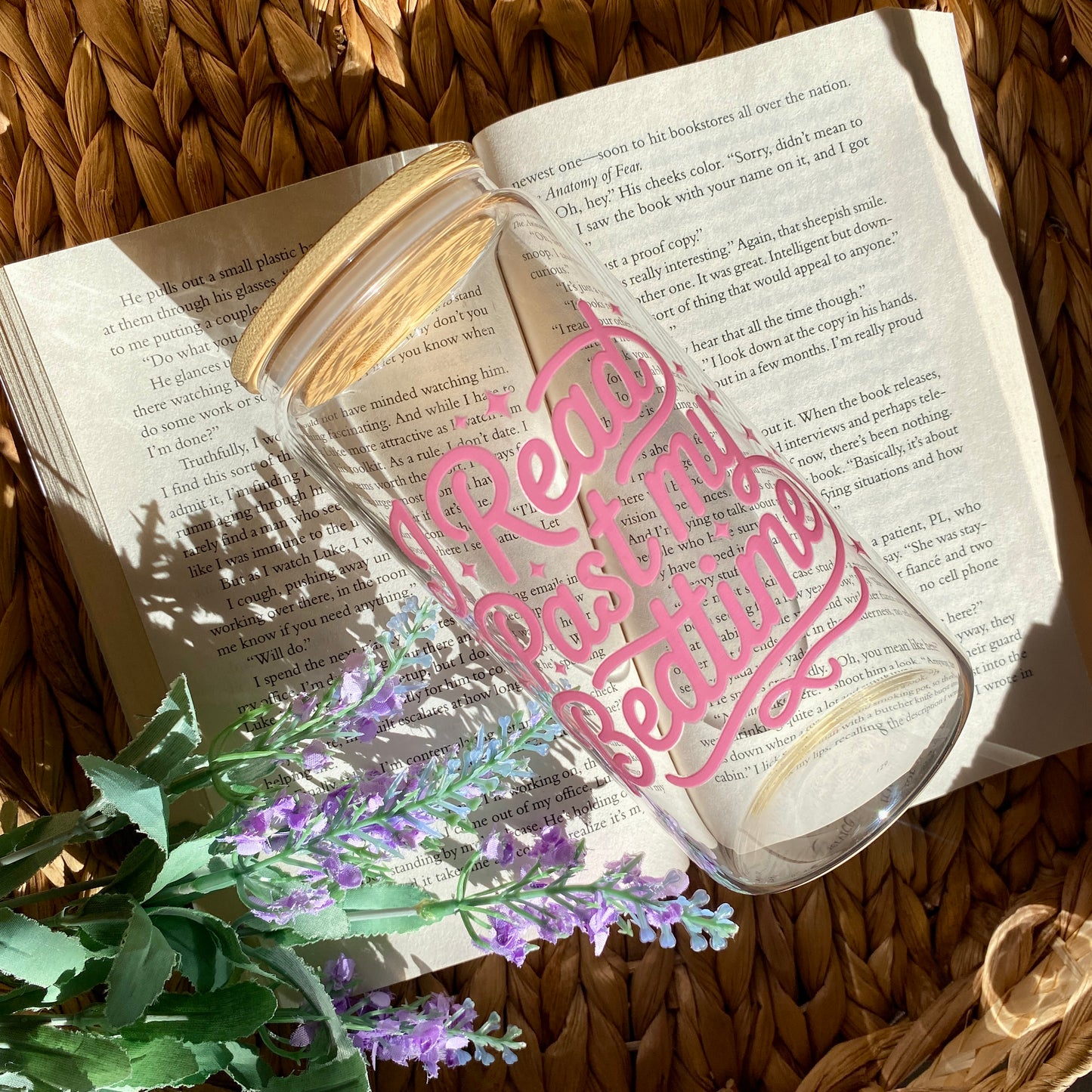 I Read Past Bedtime Glass Cup | Handmade | Unique Gift | Iced Coffee | Matcha | Simple