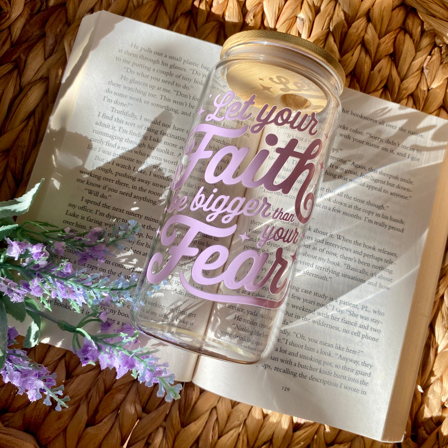 Faith over Fear | Glass Cup | Handmade | Unique Gift | Iced Coffee | Matcha | Simple