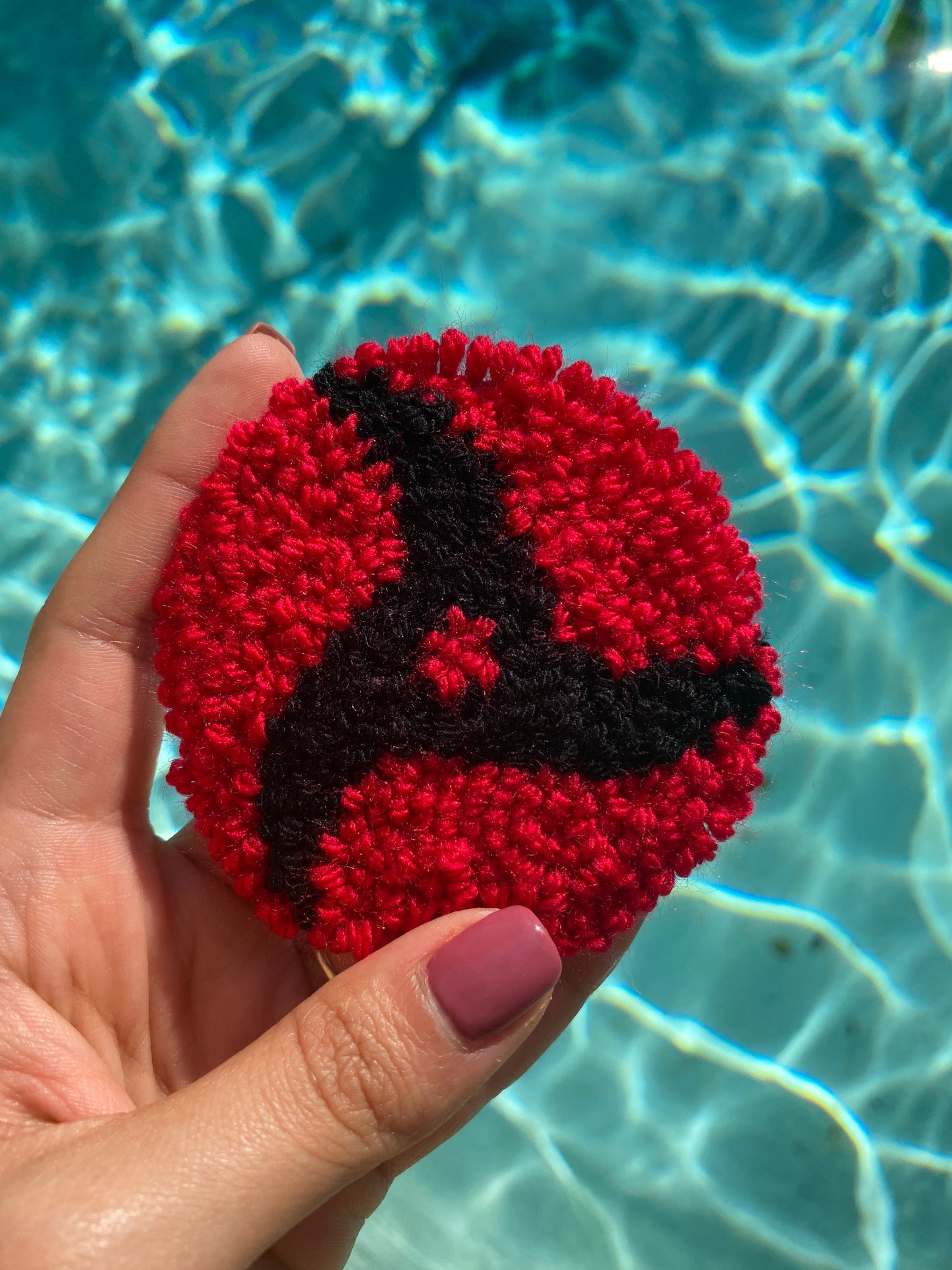 SET OF 2 Handmade punch needle car coaster - Anime Naruto Sharigan Eyes