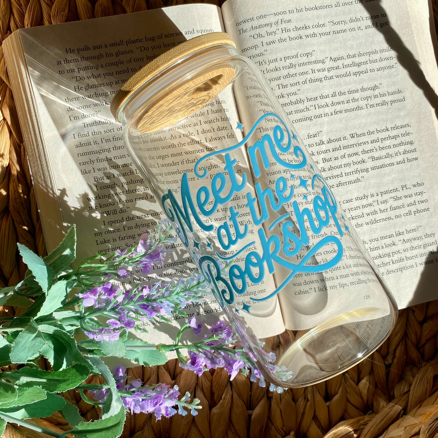 Meet me at the Bookshop | Glass Cup | Handmade | Unique Gift | Iced Coffee | Matcha | Simple