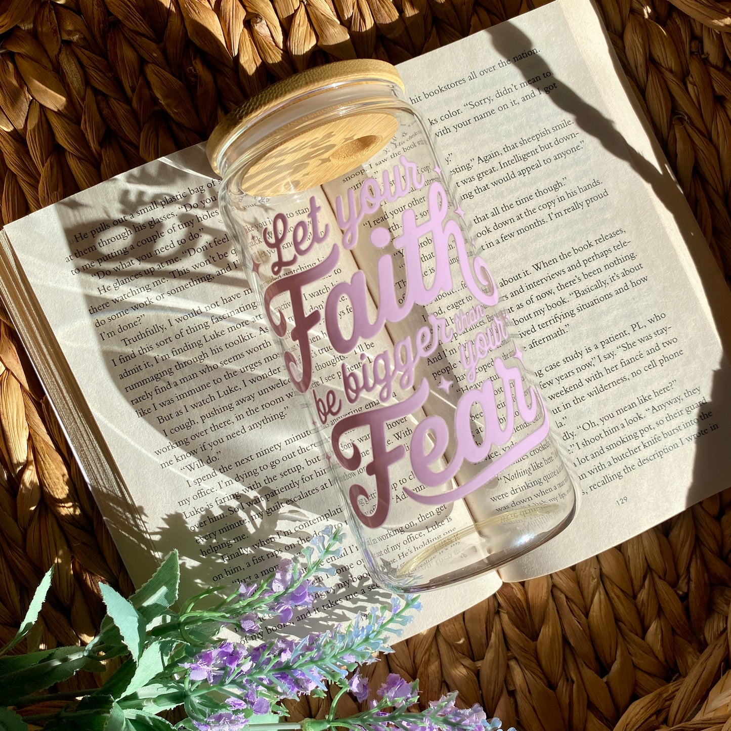 Faith over Fear | Glass Cup | Handmade | Unique Gift | Iced Coffee | Matcha | Simple