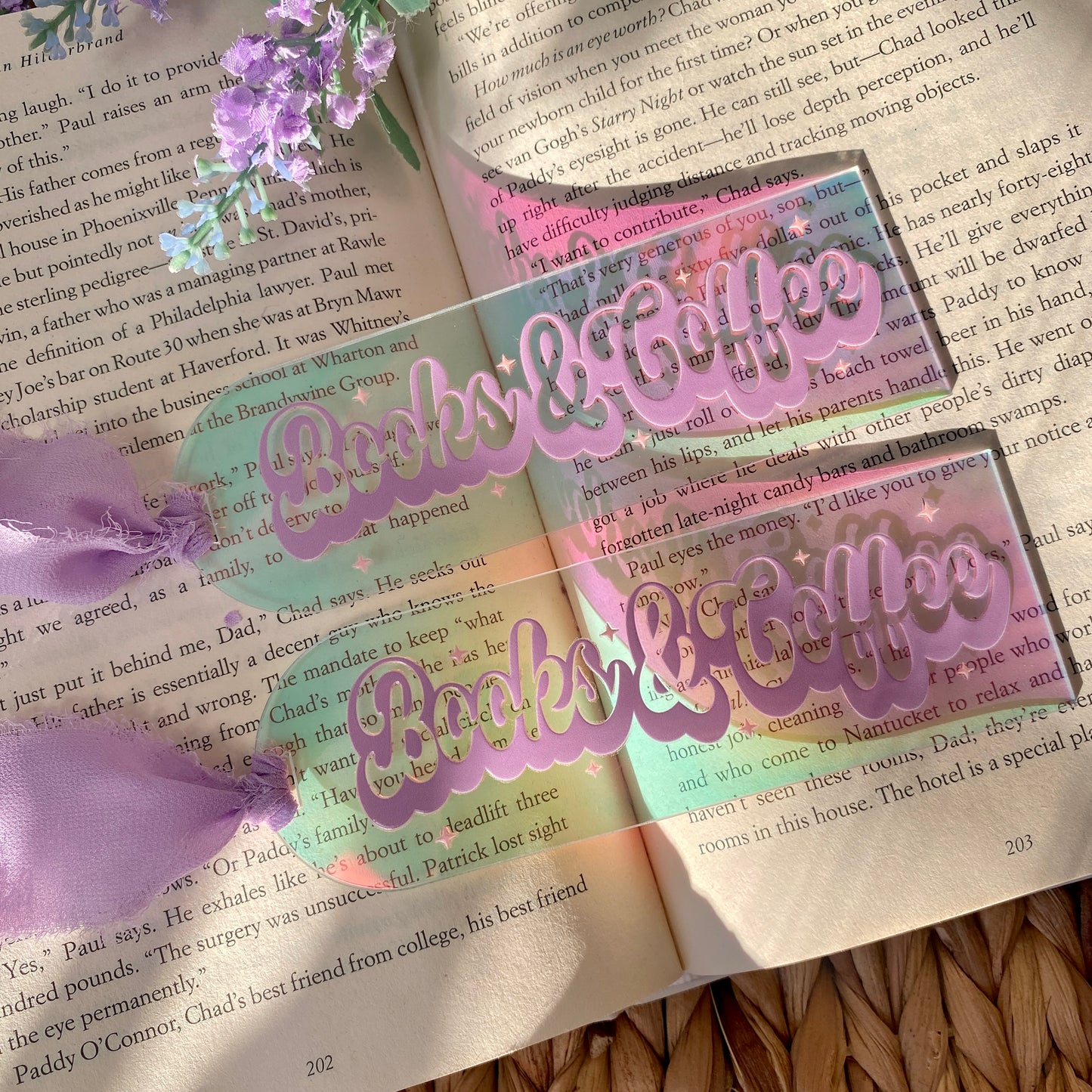 Acrylic Bow Book Bookmarks | Bookmark | Unique Handmade Gift | Books & Coffee