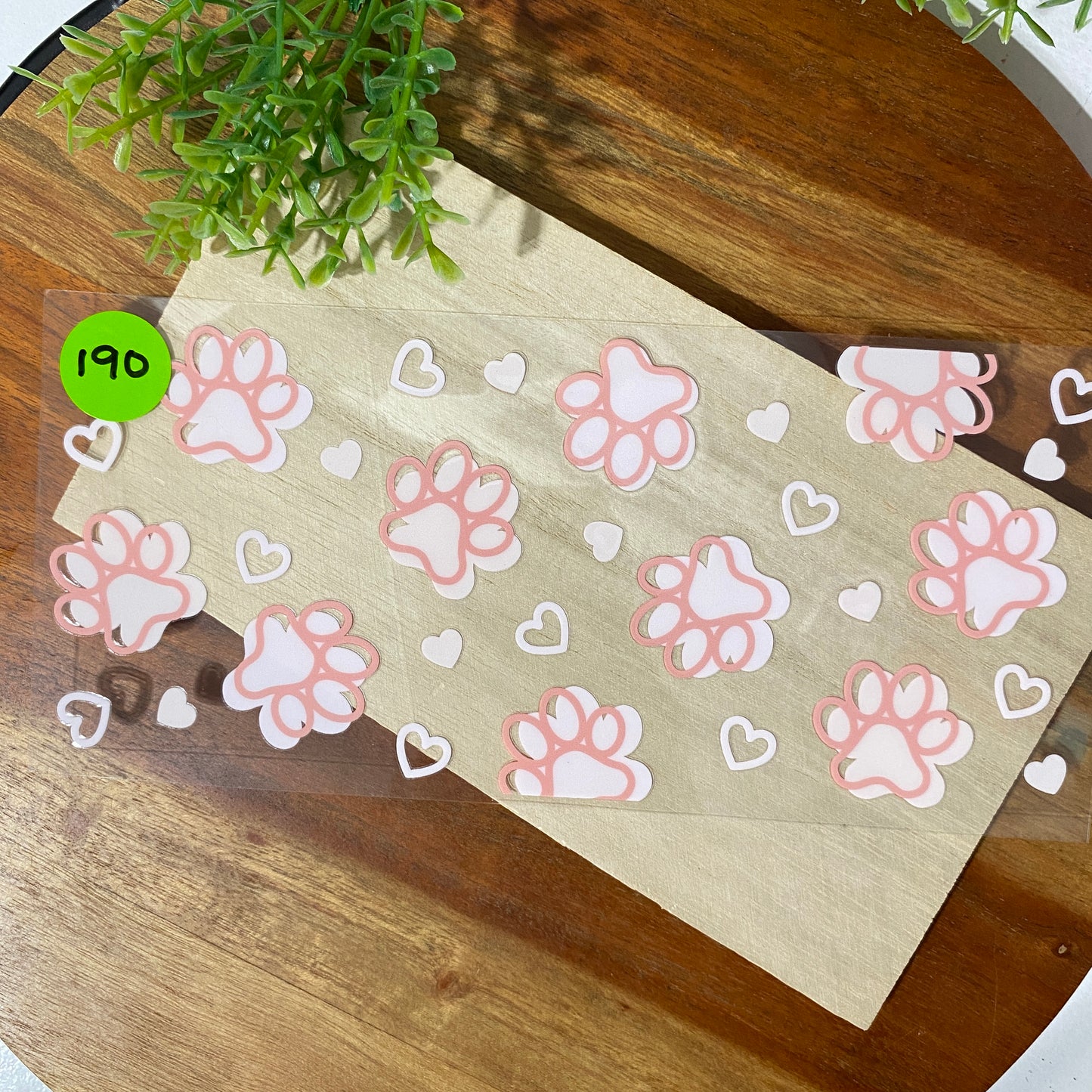 #190 DOUBLE SIDED Pink Paws UVDTF wrap transfer glass 16 oz cup