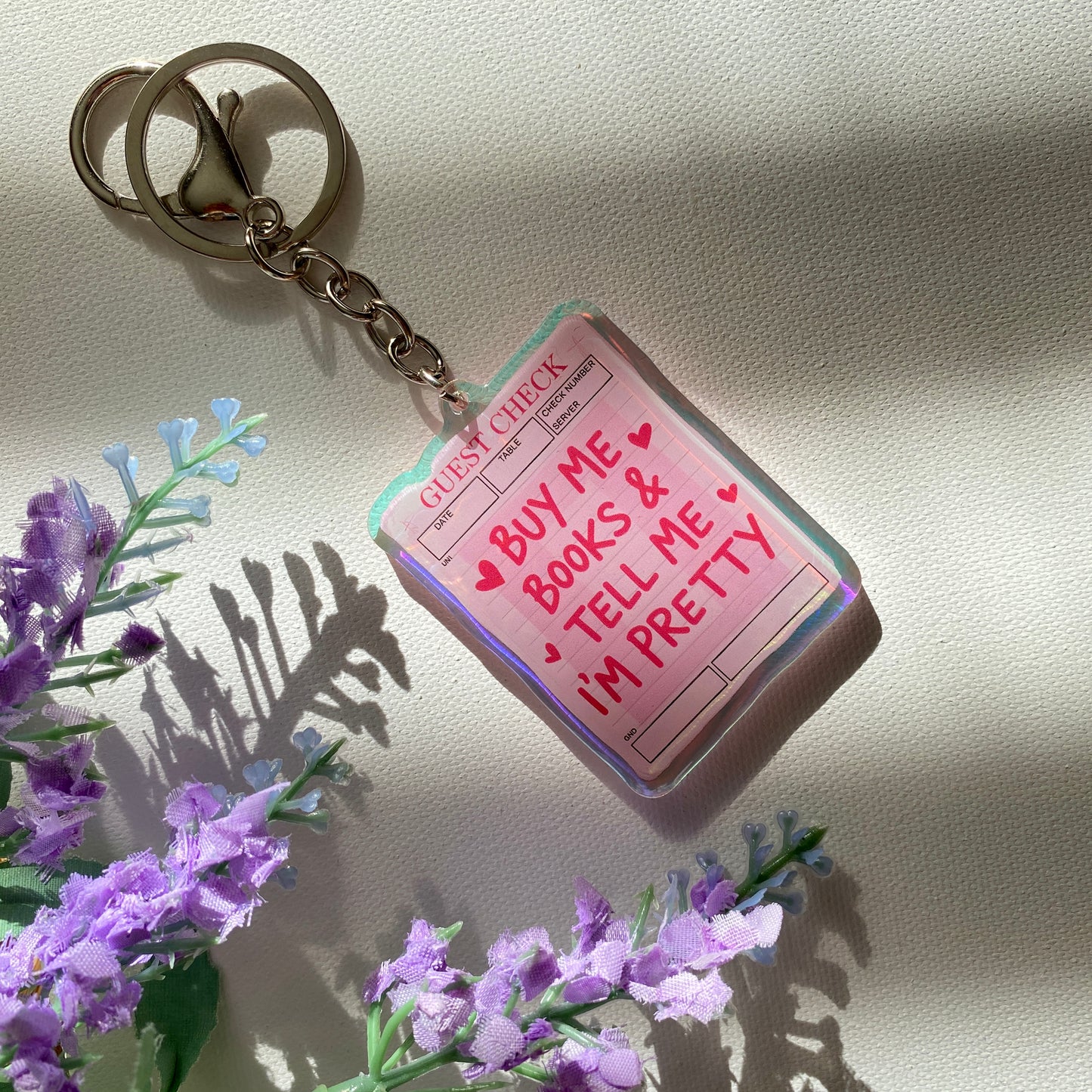 Buy me Books Bookish Acrylic iridescent keychains | keychain