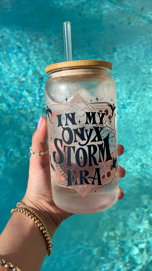 20 oz Glass Cup Onyx Storm Era - Dragons Fantasy