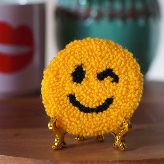 Emoji Handmade car coasters Punch needle