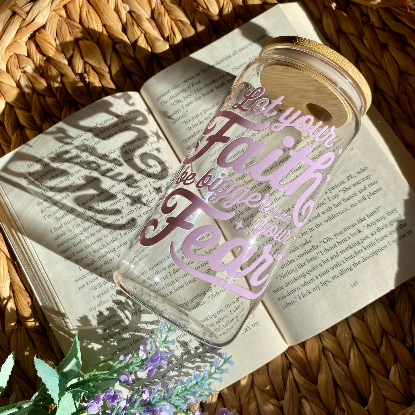 Faith over Fear | Glass Cup | Handmade | Unique Gift | Iced Coffee | Matcha | Simple