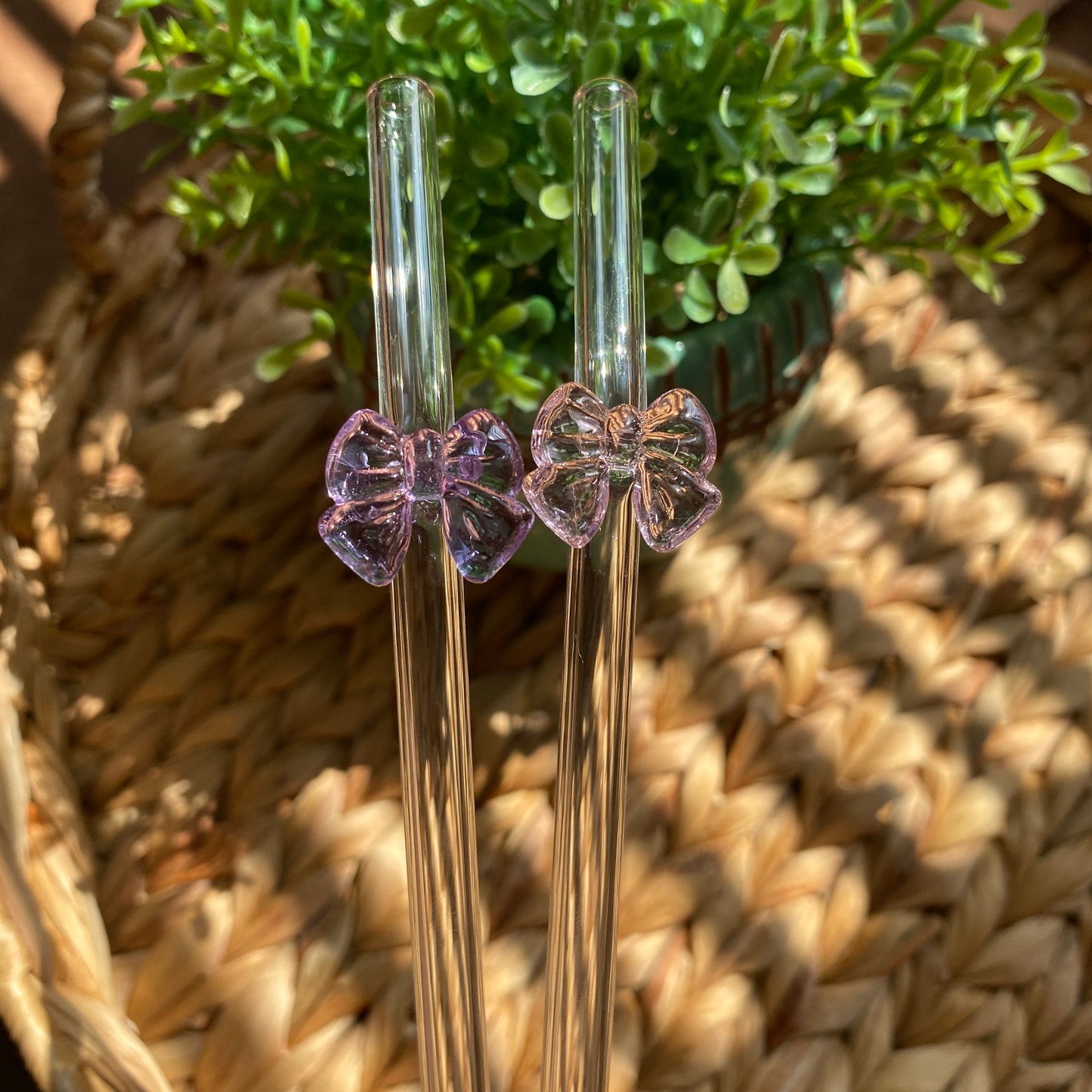 Cute Coquette Bow Glass Straw - 8mm x 8”