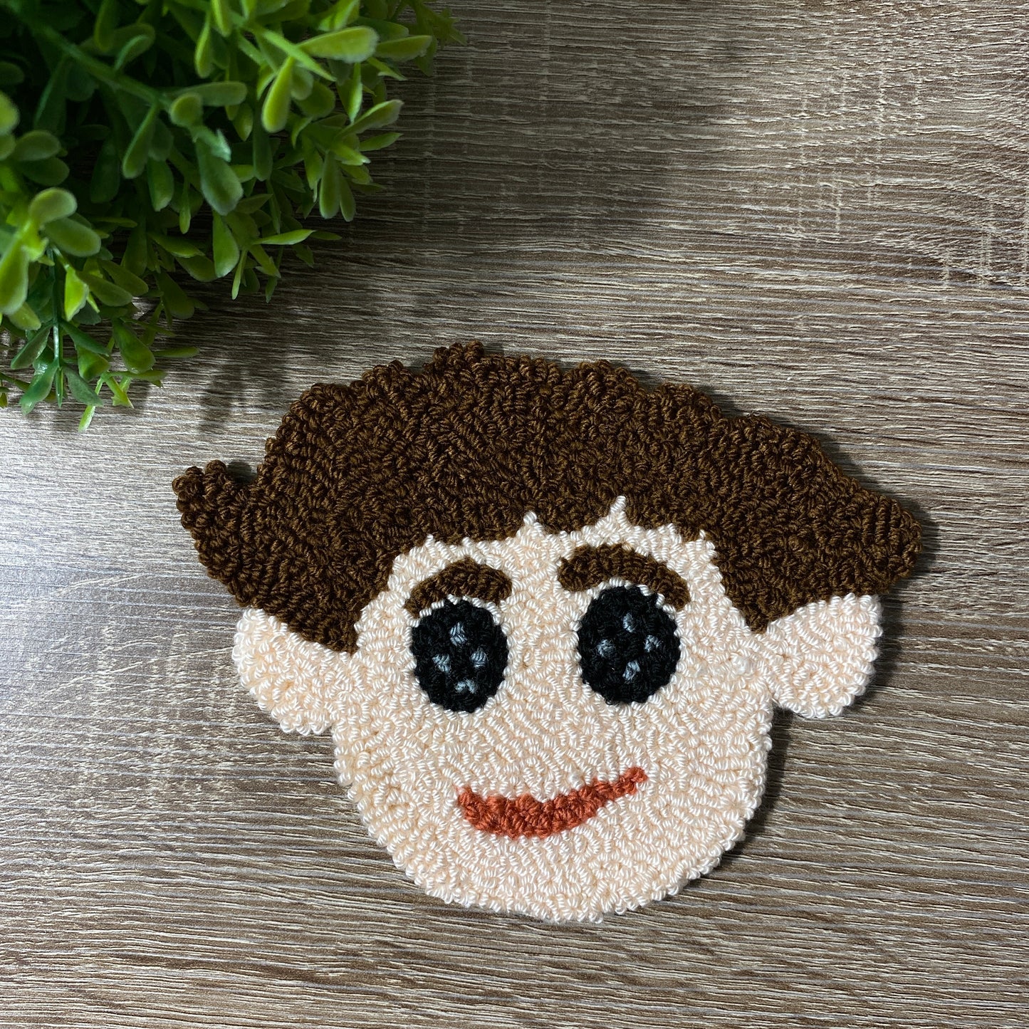 Coraline Wybie Black Cat Button Ghost Eye Handmade Punch Needle coaster mug rug Unique Gift