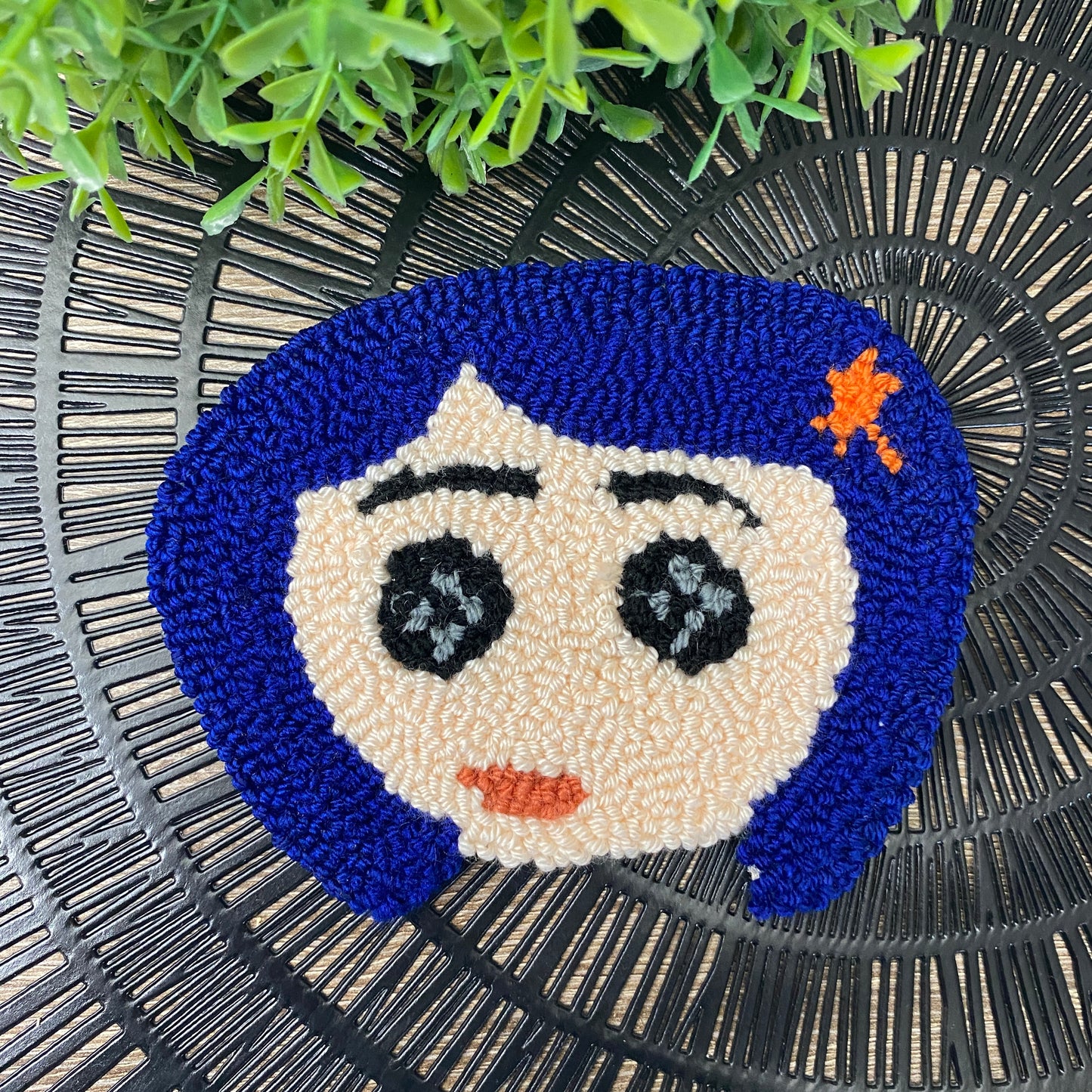 Coraline Theme Handmade punch needle mug rug coaster | Hand Tufted