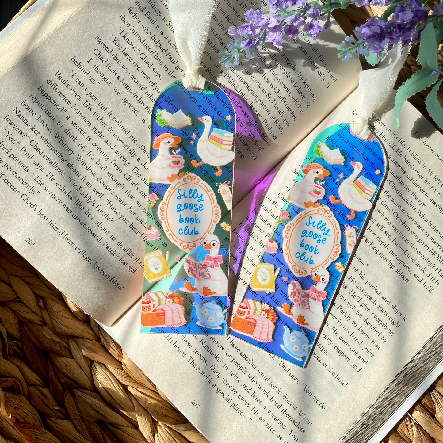Acrylic Iridescent Rainbow Halo Bookmarks | Bookmark | Unique Handmade Gift | Silly Goose Book Club