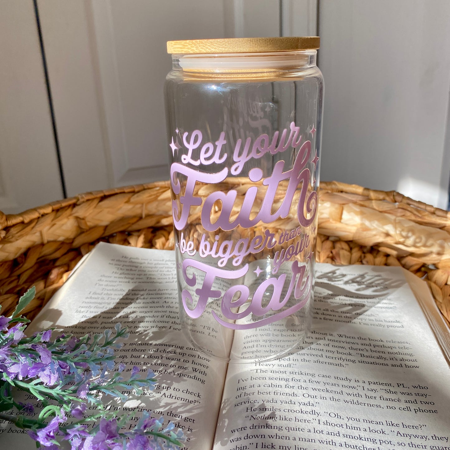 Faith over Fear | Glass Cup | Handmade | Unique Gift | Iced Coffee | Matcha | Simple
