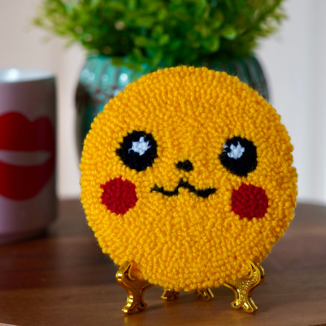 PIKACHU Handmade punch needle mug rug coaster