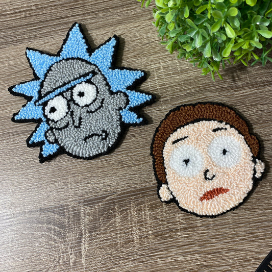 Rick and Morty Handmade punch needle mug rug coaster | Hand Tufted