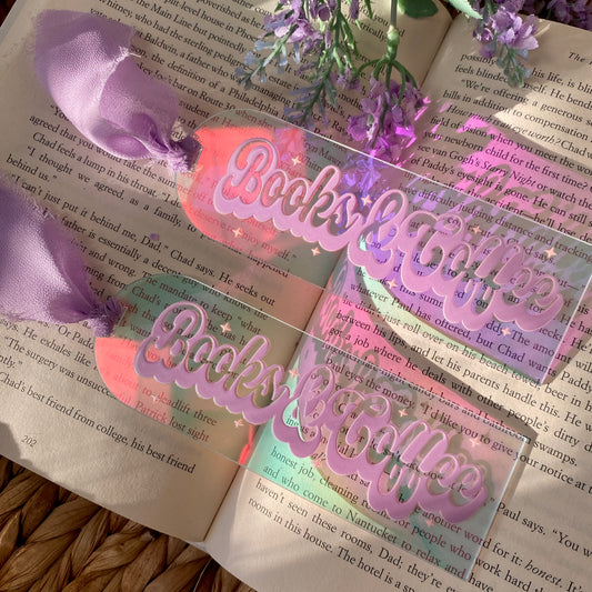Acrylic Bow Book Bookmarks | Bookmark | Unique Handmade Gift | Books & Coffee