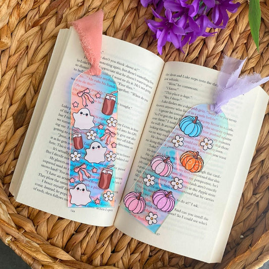 Acrylic Ghost Pumpkin Book Bookmarks | Bookmark | Unique Handmade Gift