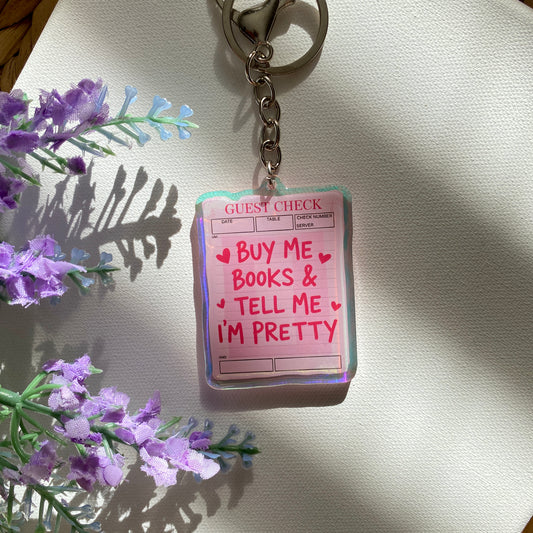 Buy me Books Bookish Acrylic iridescent keychains | keychain