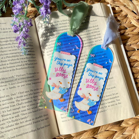 Acrylic Iridescent Rainbow Halo Bookmarks | Bookmark | Unique Handmade Gift | You’re on This Page Silly Goose