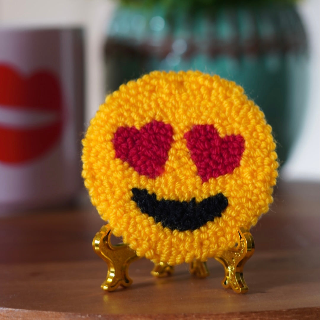 Emoji Handmade car coasters Punch needle