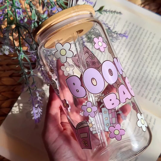 Bookish Babe Glass Cup - 20 oz